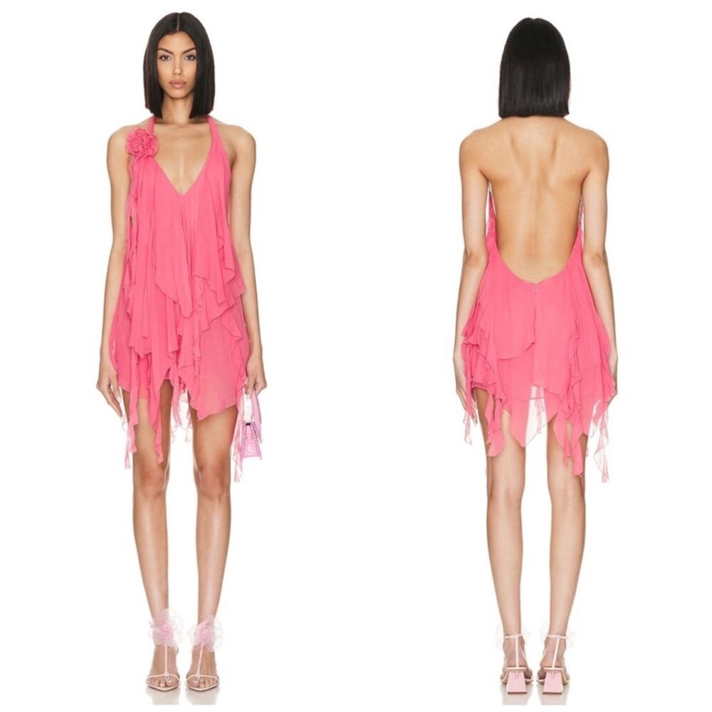 Brand NEW Retrofete Sakura Pink Caspian Silk Chiffon Dress Size M